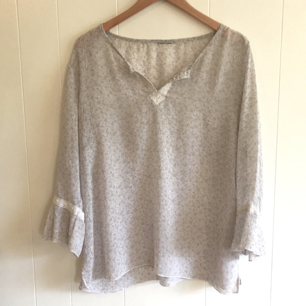 Sheer floral & lace blouse/cover-up